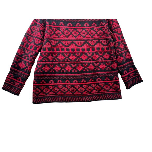 J. Jill Womens Geometric Pattern Sweater XL Red & Black Wool Cotton Blend - Picture 10 of 11
